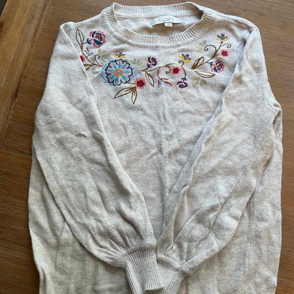 LOFT floral embroidered sweater